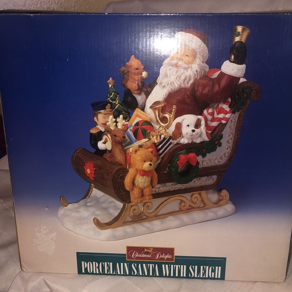 Christmas Delight Porcelain Santa With Sleigh NIB - Picture 9 of 9